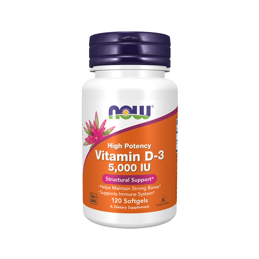 Now Vitamin D3 5000IU Softgels For Bone & Immune Health