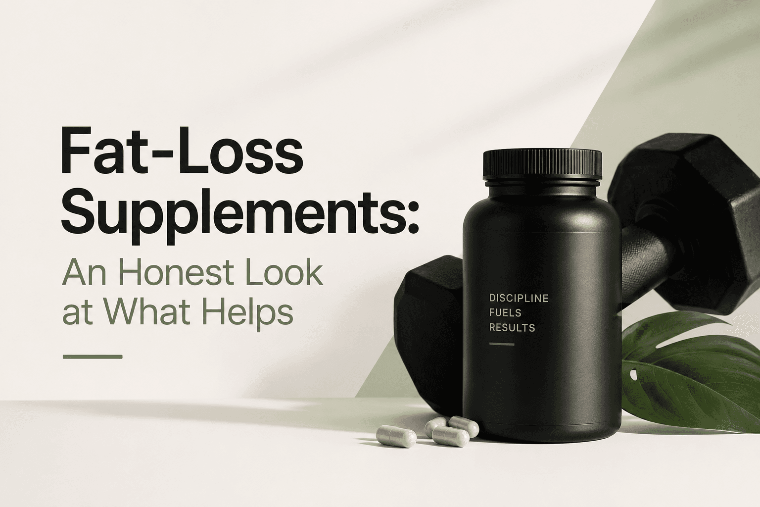 Fat-loss support supplements and measuring tape