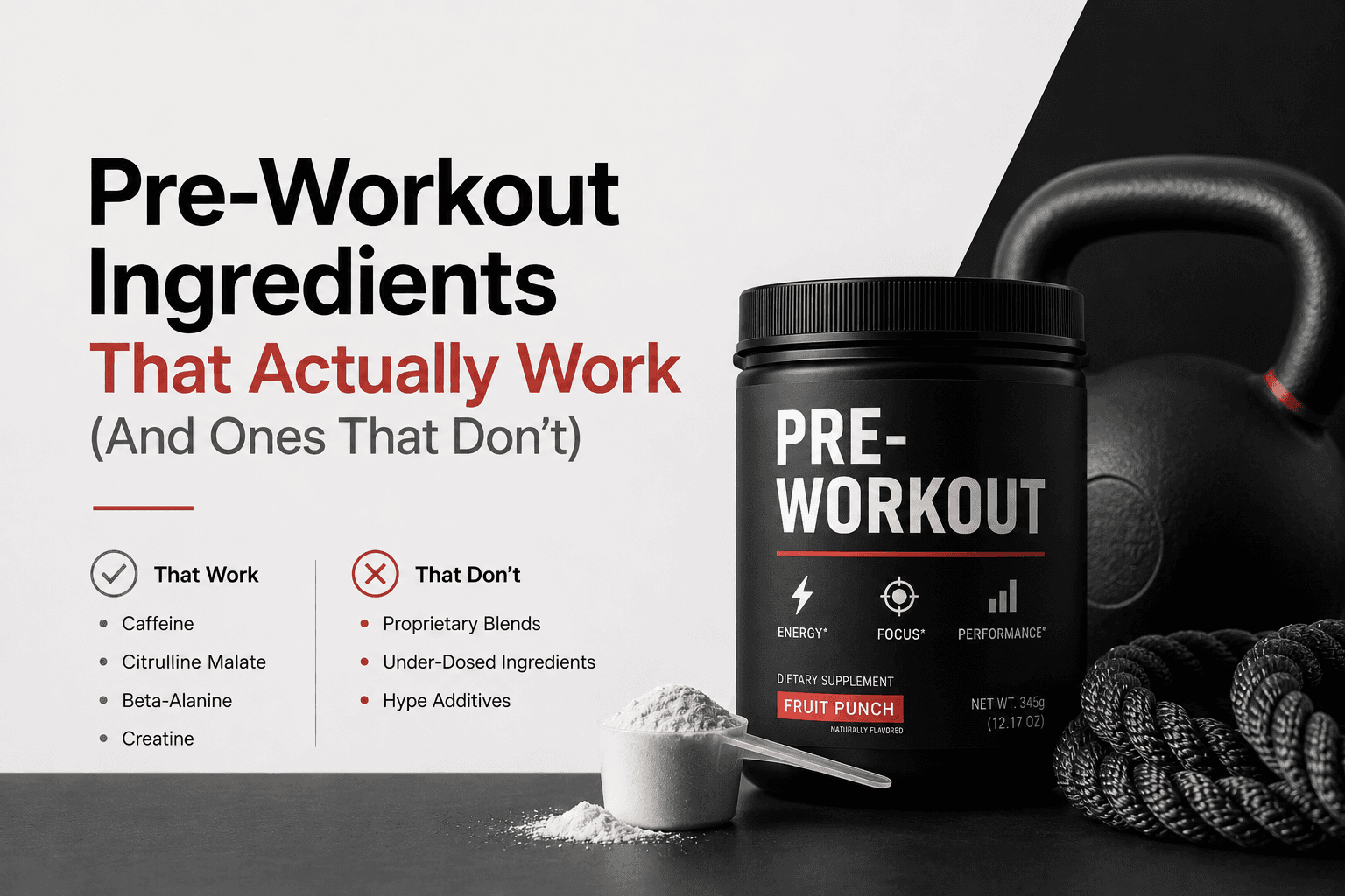 Pre-workout supplement powder ready to mix