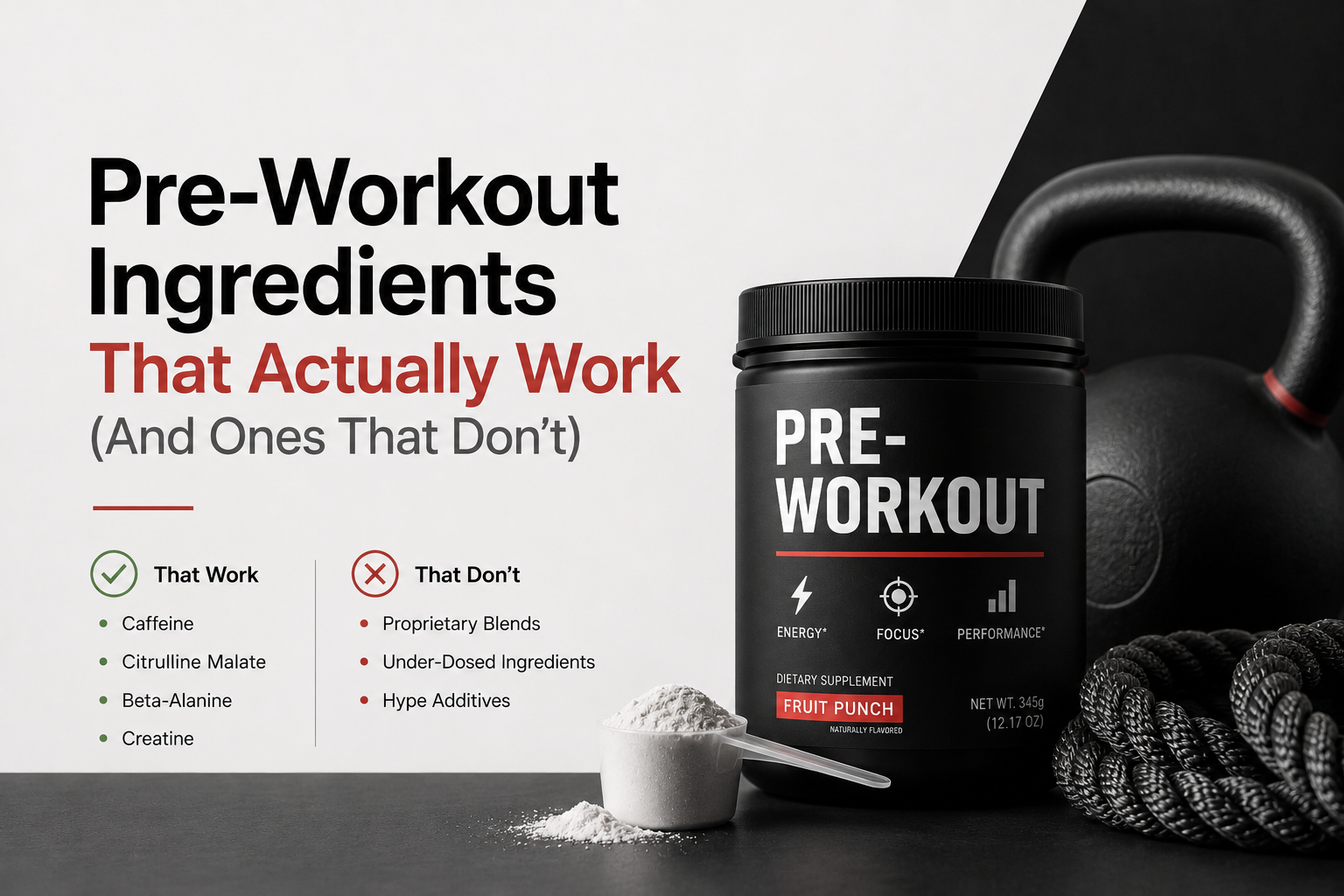 Pre-workout supplement powder ready to mix