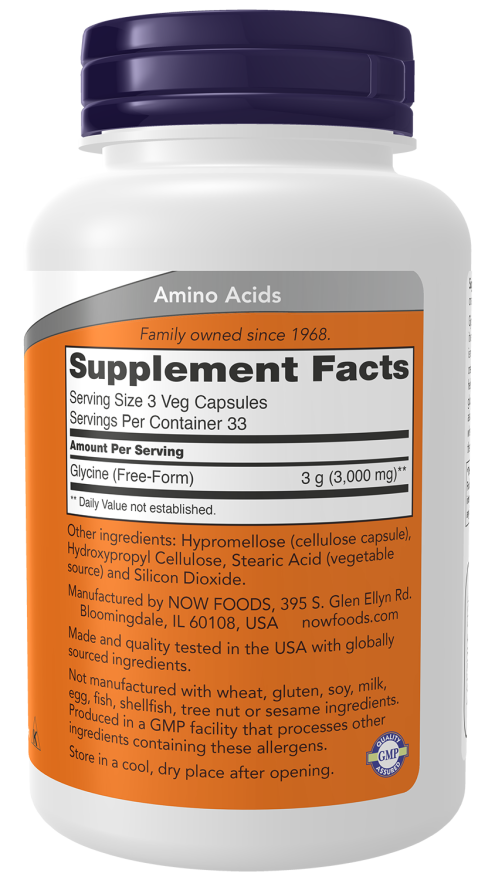 NOW FOODS GLYCINE 1000 MG 100 VEG CAPSULES