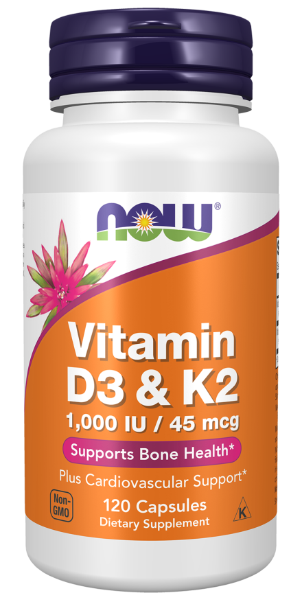 NOW FOODS VITAMIN D3 & K2 120 CAPSULES