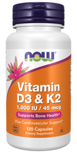 NOW FOODS VITAMIN D3 & K2 120 CAPSULES
