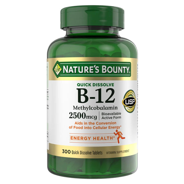 Nature's Bounty Vitamin B-12 2500 mcg, 300 Quick Dissolve Tablets