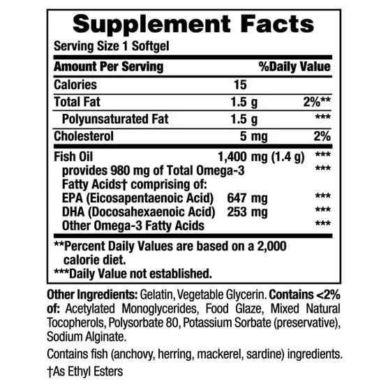Instant Savings Nature's Bounty Fish Oil 1400 mg, 130 Coated Softgels