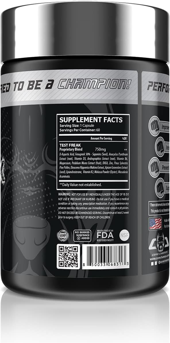 Core Champs TEST FREAK - 60 Capsules Testosterone Booster