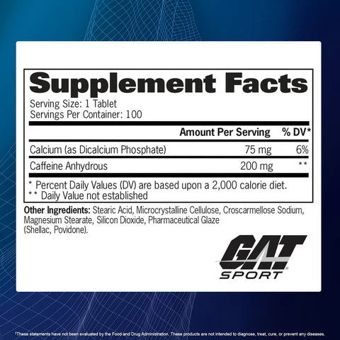 Gat Sport Essential Caffeine 100 Tablets Metabolism & Performance