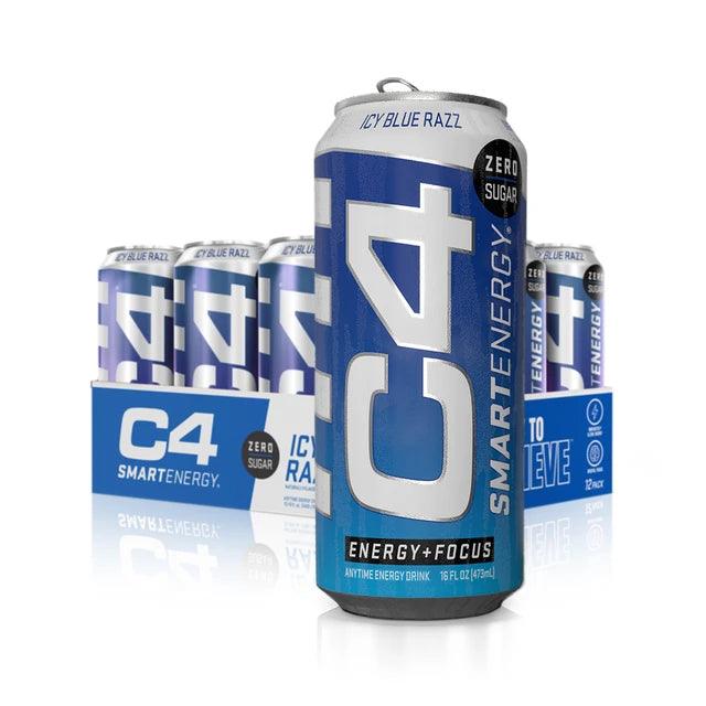 Cellucor C4 Smart Energy - Carbonated Ready To Drink 16OZ -  Icy Blue Razz